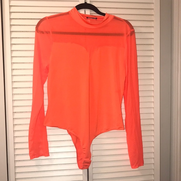 Fashion Nova Tops - 🔥Fashion Nova neon orange sheer bodysuit .🔥
